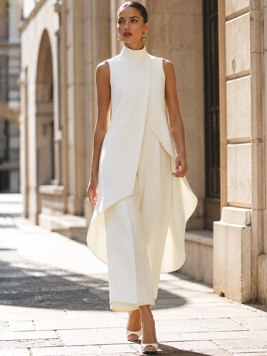 VALENTINA | CONJUNTO ELEGANTE CON TOP DRAPEADO AL CUELLO