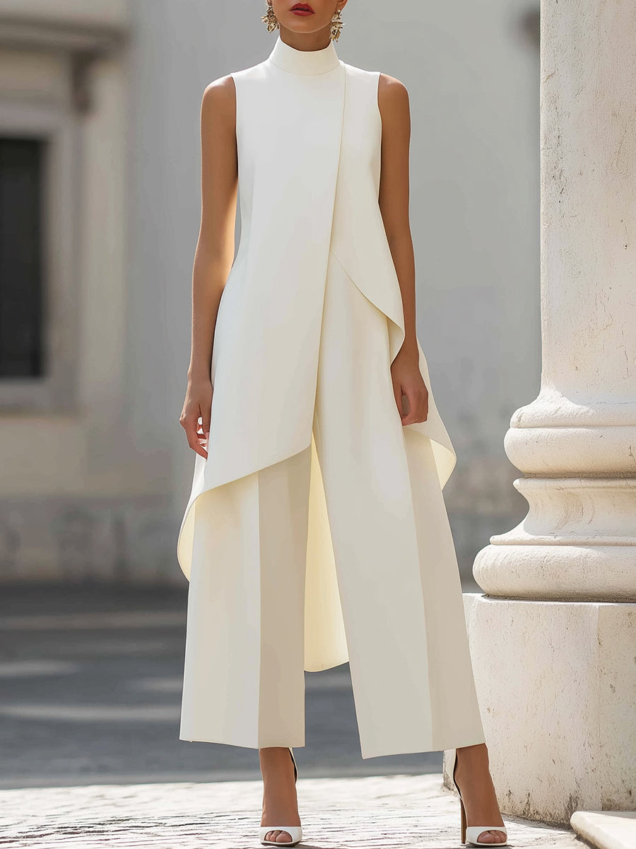 VALENTINA | CONJUNTO ELEGANTE CON TOP DRAPEADO AL CUELLO