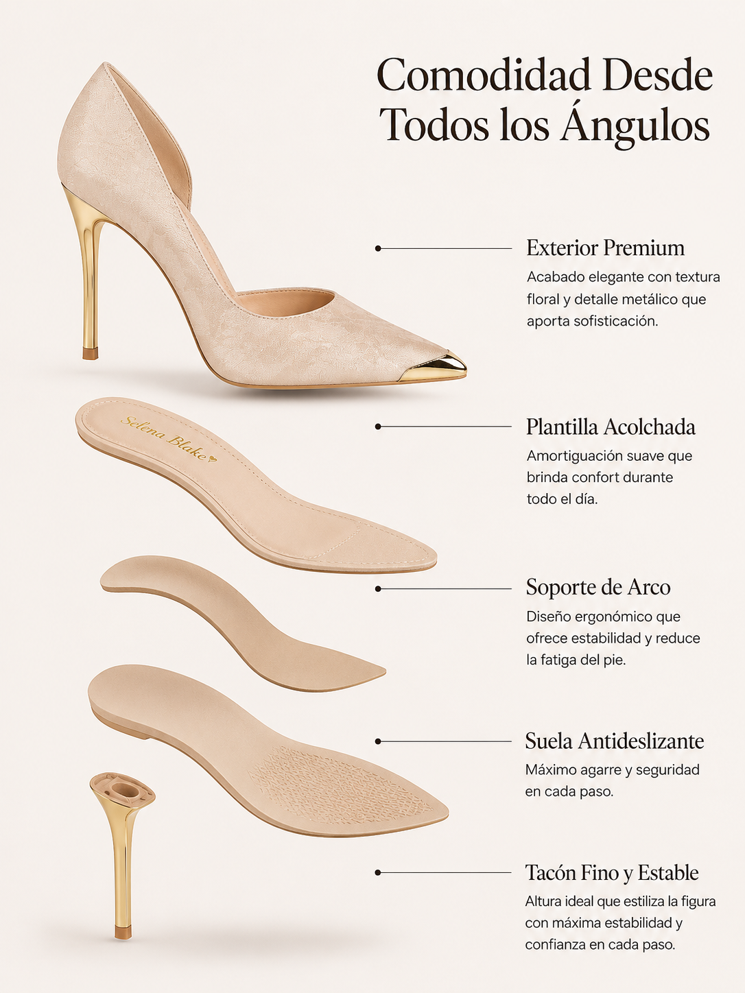 Bianca Heel | D'Orsay pump with stiletto and gold heel