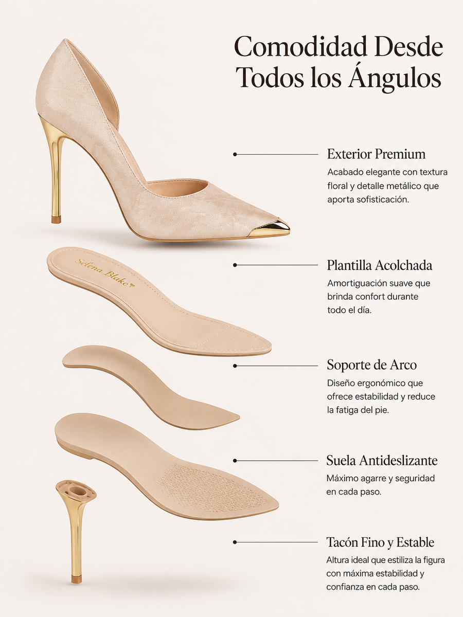 Bianca Heel | D'Orsay pump with stiletto and gold heel