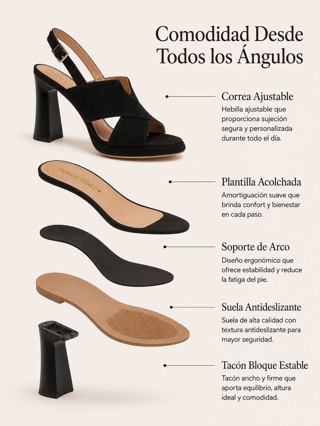 Nora Sandal | Block heel with crisscross vamp strap