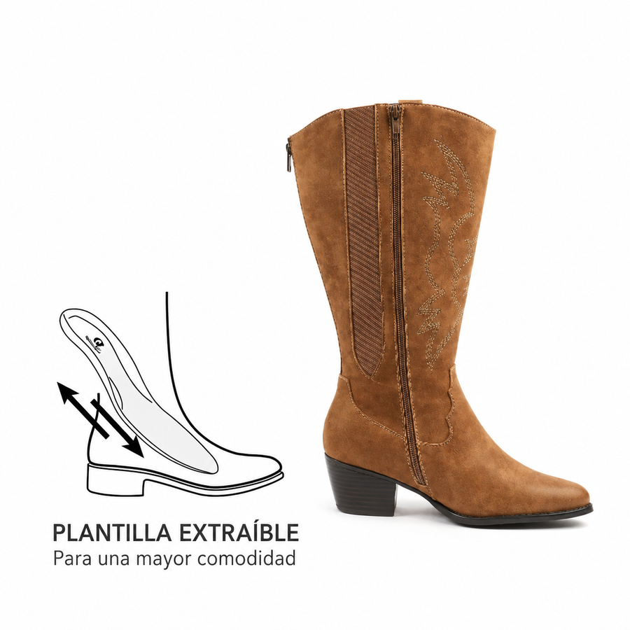 IRINA | BOTAS ALTAS DE ANTE CON TACÓN
