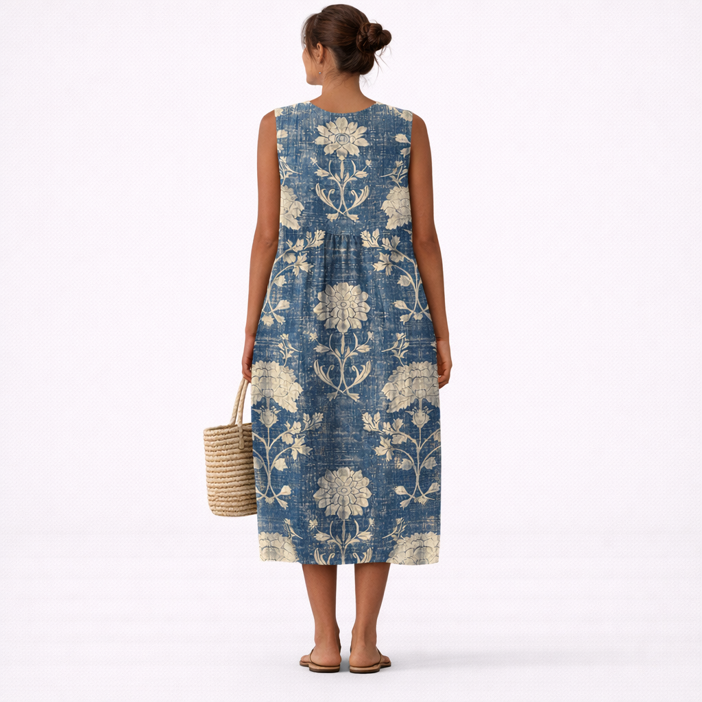 AURORA | VESTIDO MIDI CLÁSICO CON ESTAMPADO FLORAL
