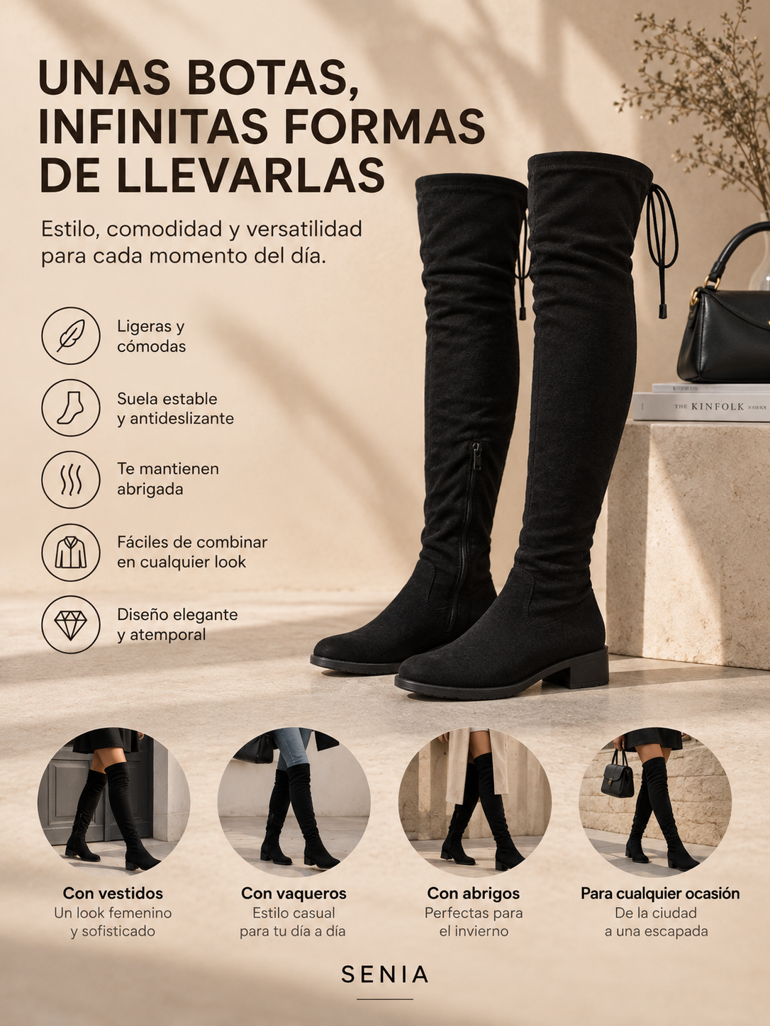 SENIA | BOTAS ALTAS DE ANTE CON CORDONES