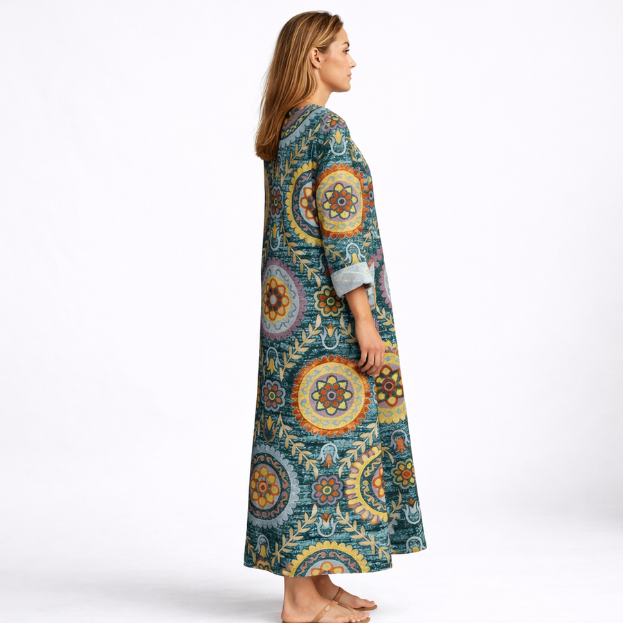 ELIA | VESTIDO MIDI CON ESTAMPADO GEOMÉTRICO