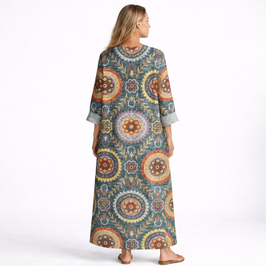 ELIA | VESTIDO MIDI CON ESTAMPADO GEOMÉTRICO
