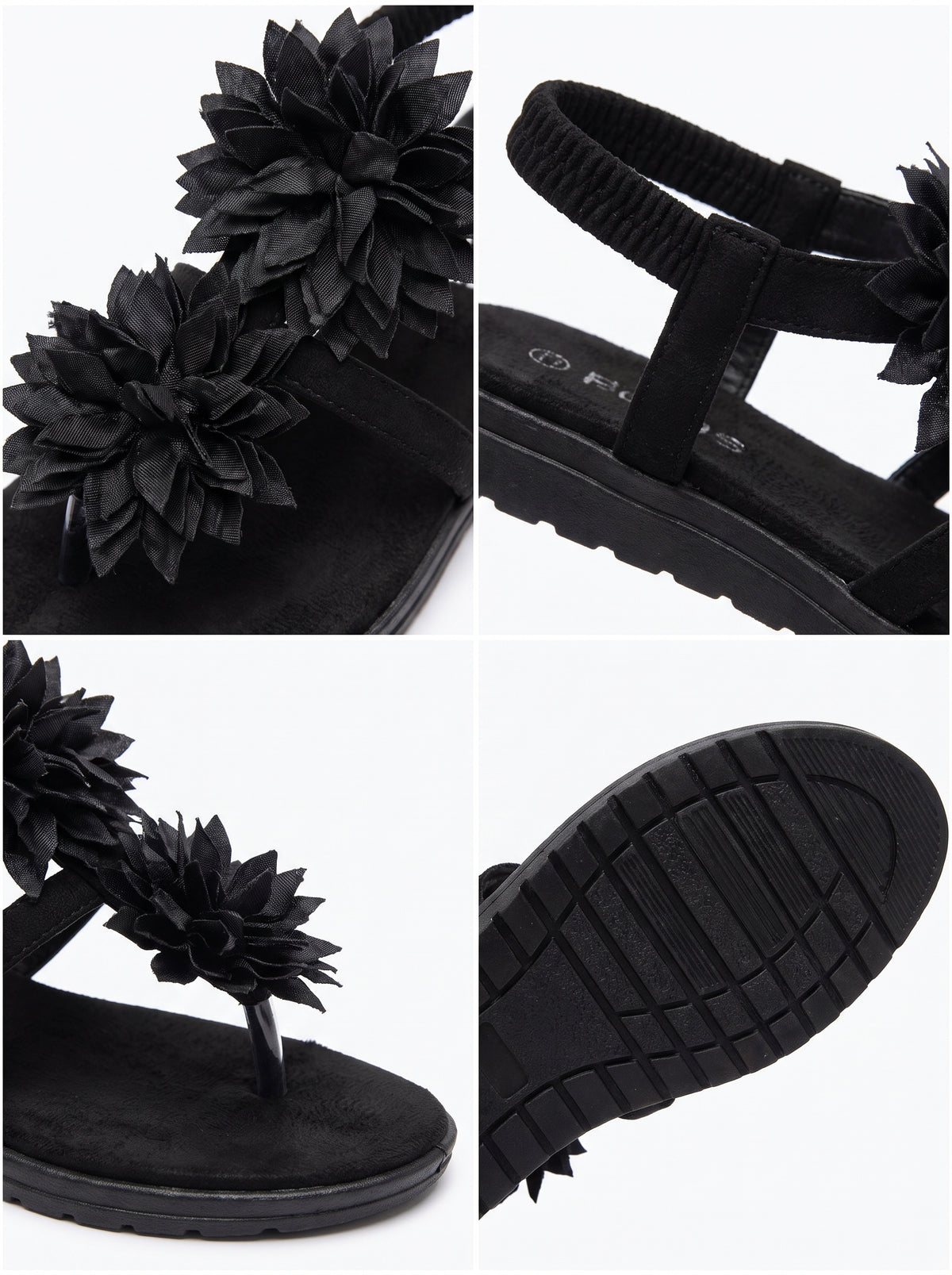 CONNIE | SANDALIAS PLANAS CON FLORES DE RASO