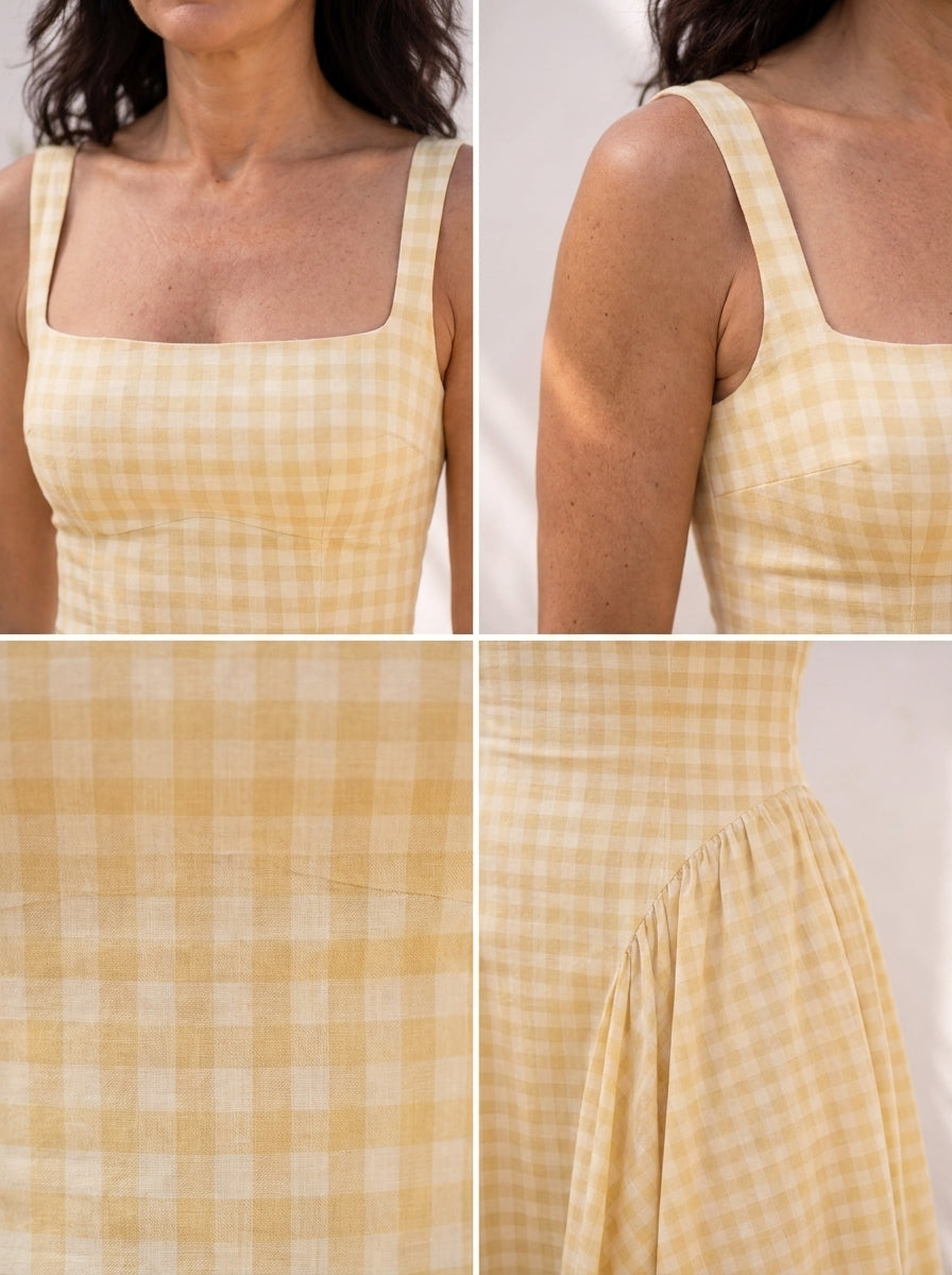 POPPY | VESTIDO CORSÉ DE VICHY CON FALDA AMPLIA