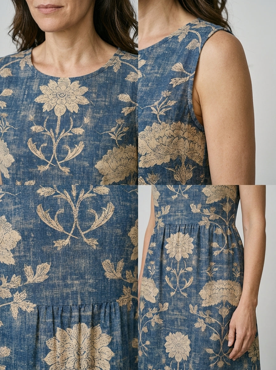 AURORA | VESTIDO MIDI CLÁSICO CON ESTAMPADO FLORAL