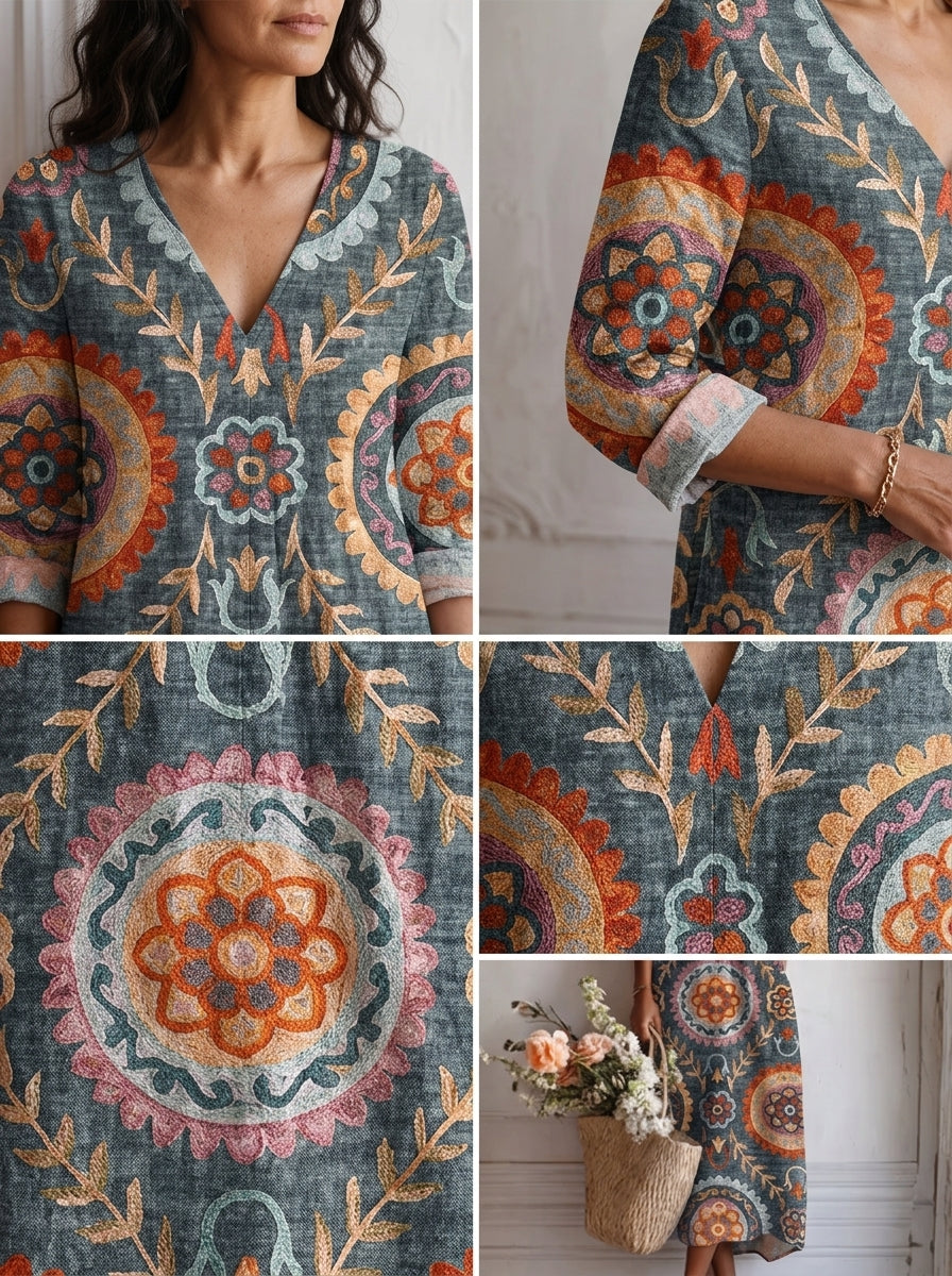 ELIA | VESTIDO MIDI CON ESTAMPADO GEOMÉTRICO