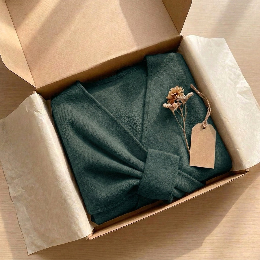 VALERIA | CAPA TIPO PONCHO DE PUNTO CON CINTURÓN