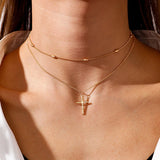 Collar inox con colgantes de cruz para mujer color dorado