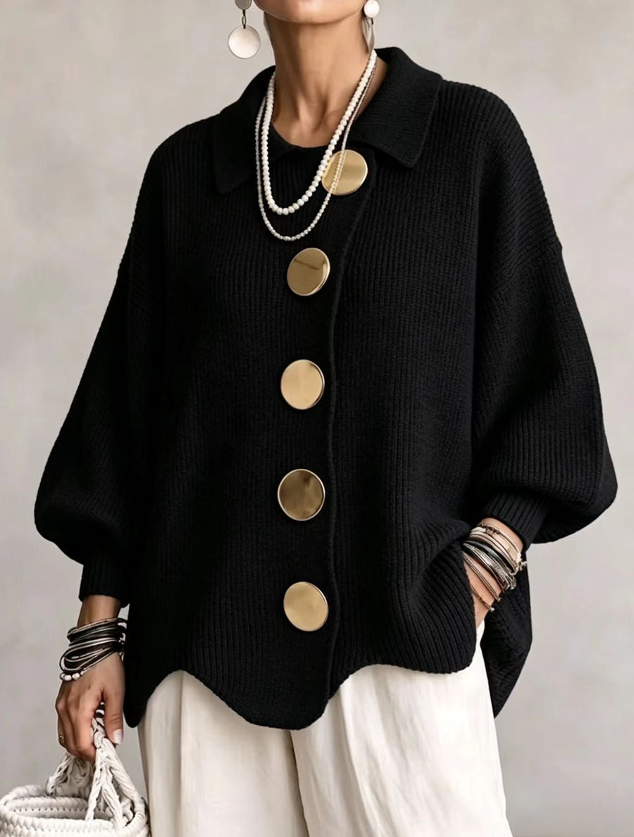 VERÓNICA | CÁRDIGAN OVERSIZE MUJER BOTONES DORADOS