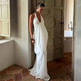 Diana | Vestido Largo Drapeado Blanco Estilo Griego