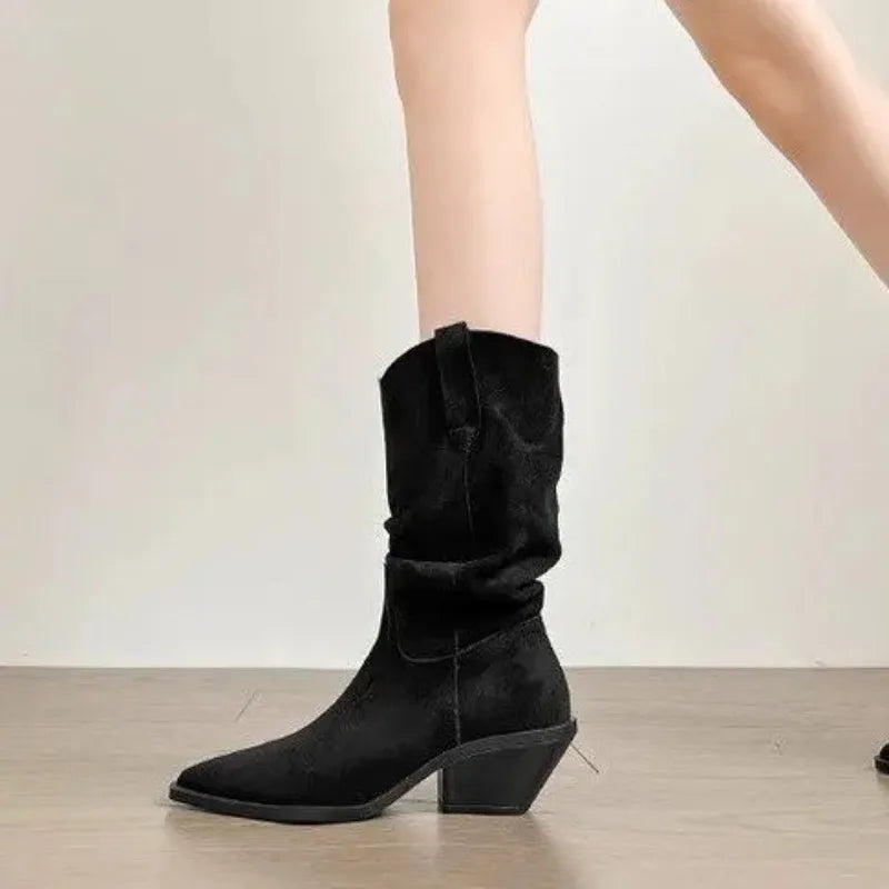 AINHOA | BOTAS WESTERN DE ANTE CON TACÓN MEDIO
