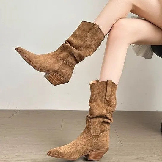 AINHOA | BOTAS WESTERN DE ANTE CON TACÓN MEDIO