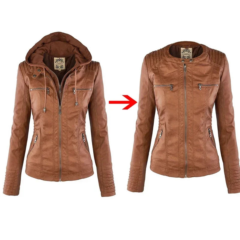 RAQUEL | CAZADORA BIKER CON CAPUCHA REMOVIBLE