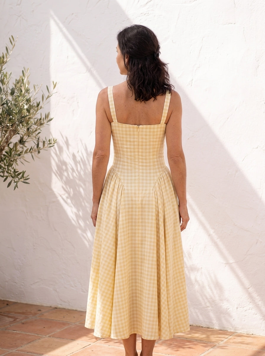POPPY | VESTIDO CORSÉ DE VICHY CON FALDA AMPLIA