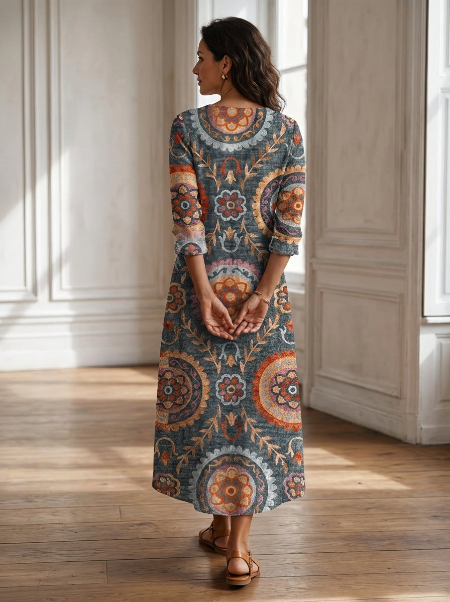ELIA | VESTIDO MIDI CON ESTAMPADO GEOMÉTRICO