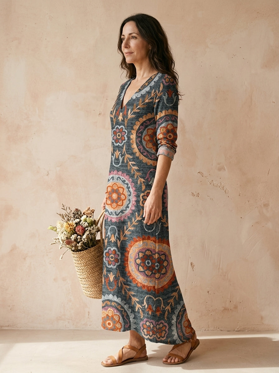 ELIA | VESTIDO MIDI CON ESTAMPADO GEOMÉTRICO