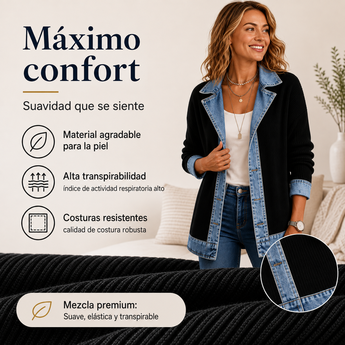 MARLENE | CHAQUETA VAQUERA PATCHWORK CON CORTE BLAZER