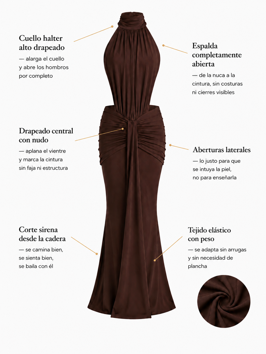 Adriana | Vestido Largo de Gala Drapeado Halter