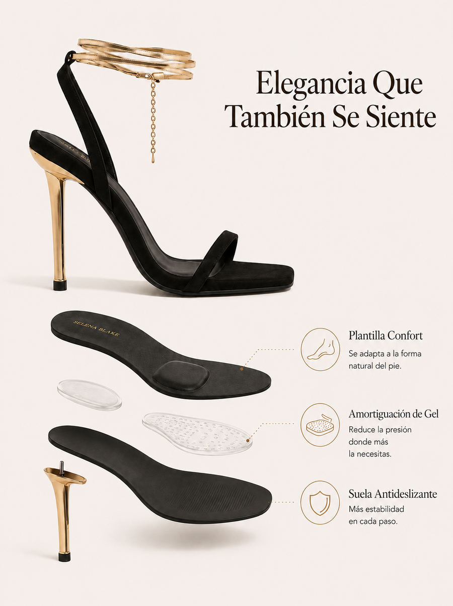 Gala Heel | Stiletto with golden chain ankle detail