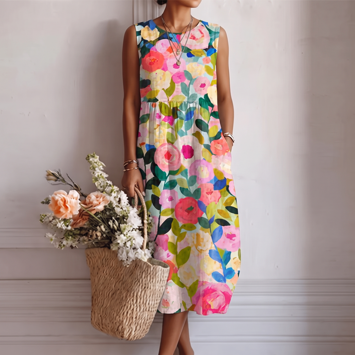 ANA | VESTIDO MIDI DE DIARIO