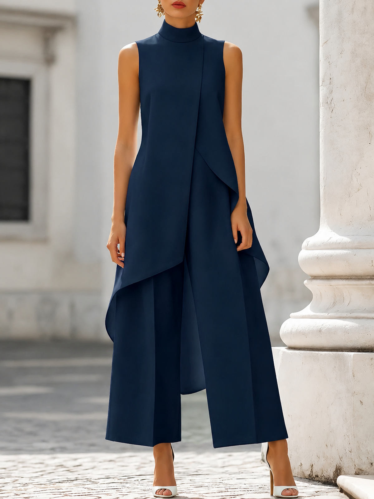 VALENTINA | CONJUNTO ELEGANTE CON TOP DRAPEADO AL CUELLO