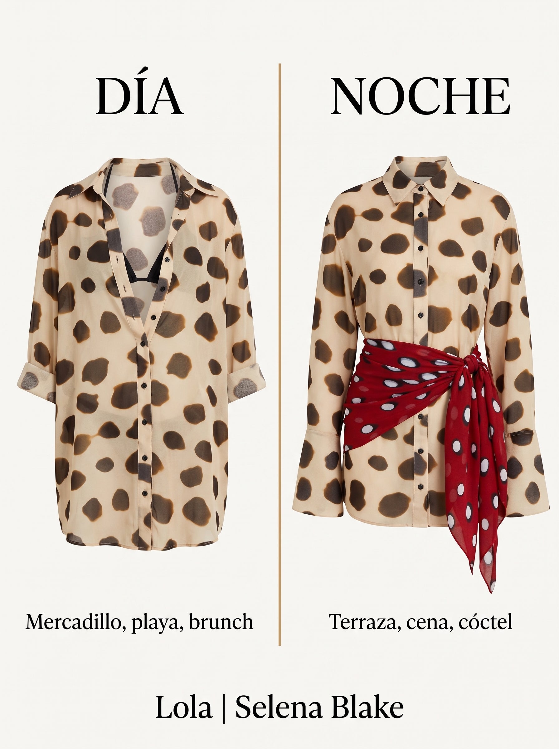 Lola | Blusa Cruzada Estampado Lunares con Fajín