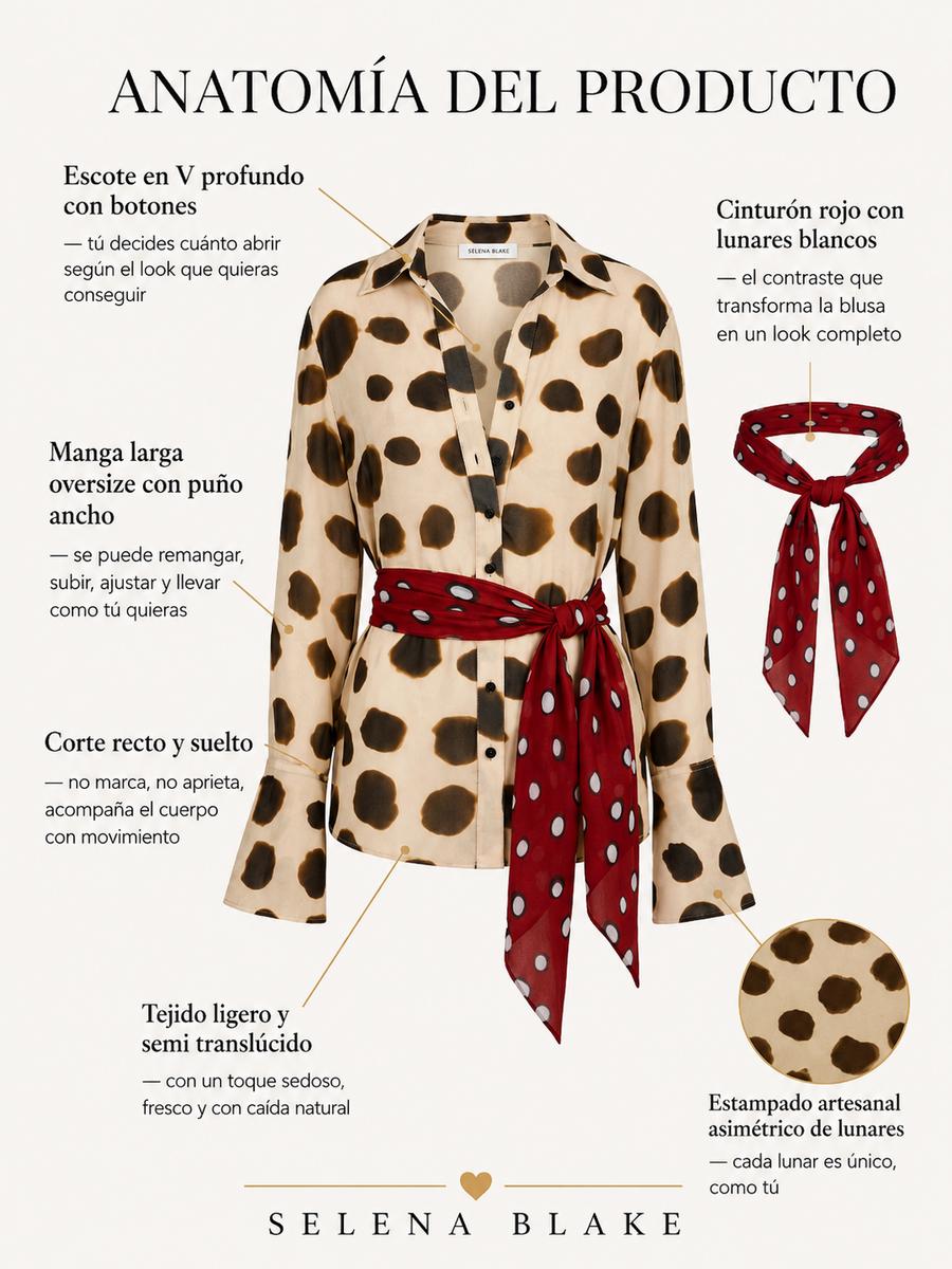 Lola | Blusa Cruzada Estampado Lunares con Fajín