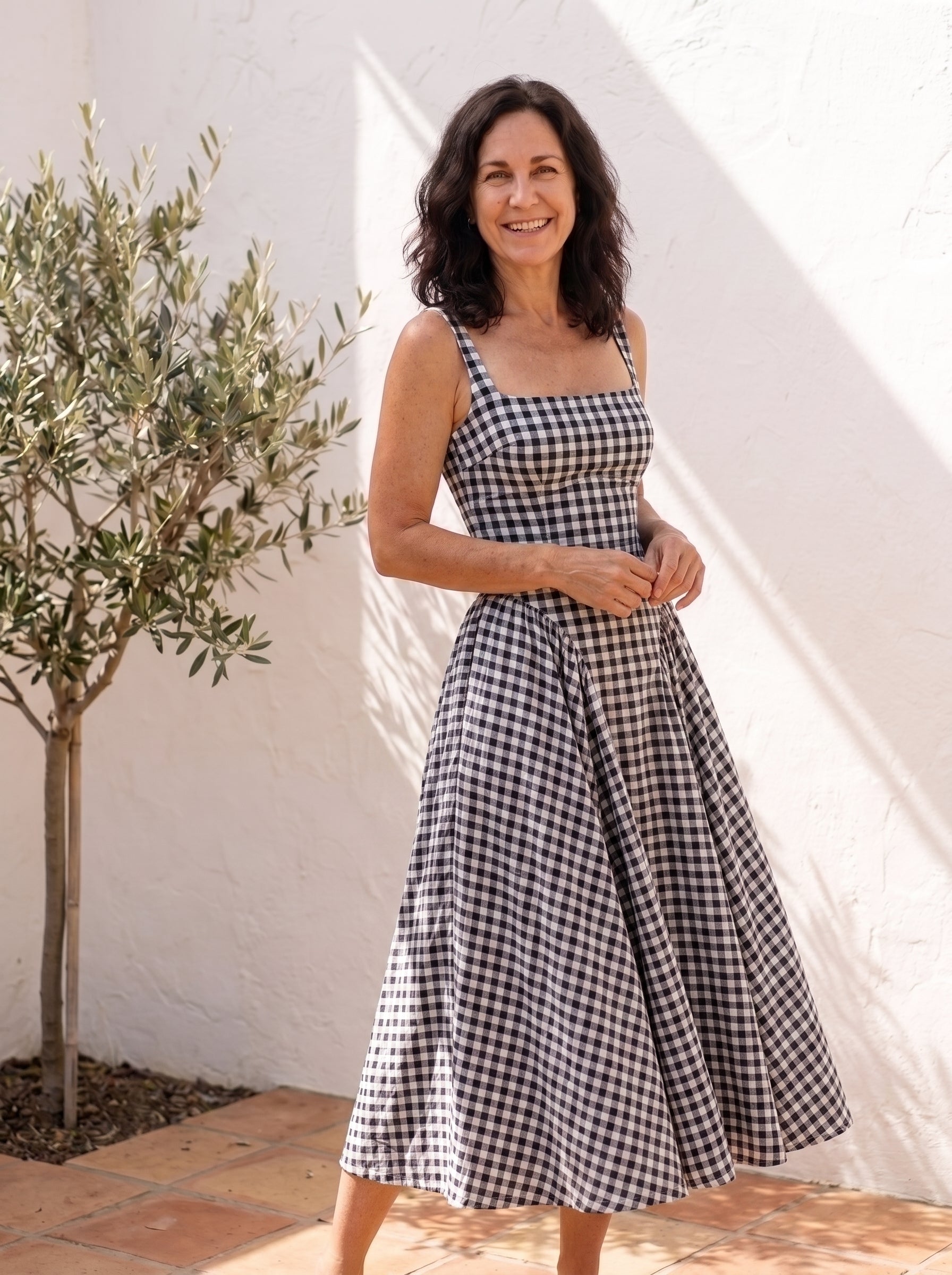 Lucía | Vestido Corsé de Cuadros con Falda de Vuelo