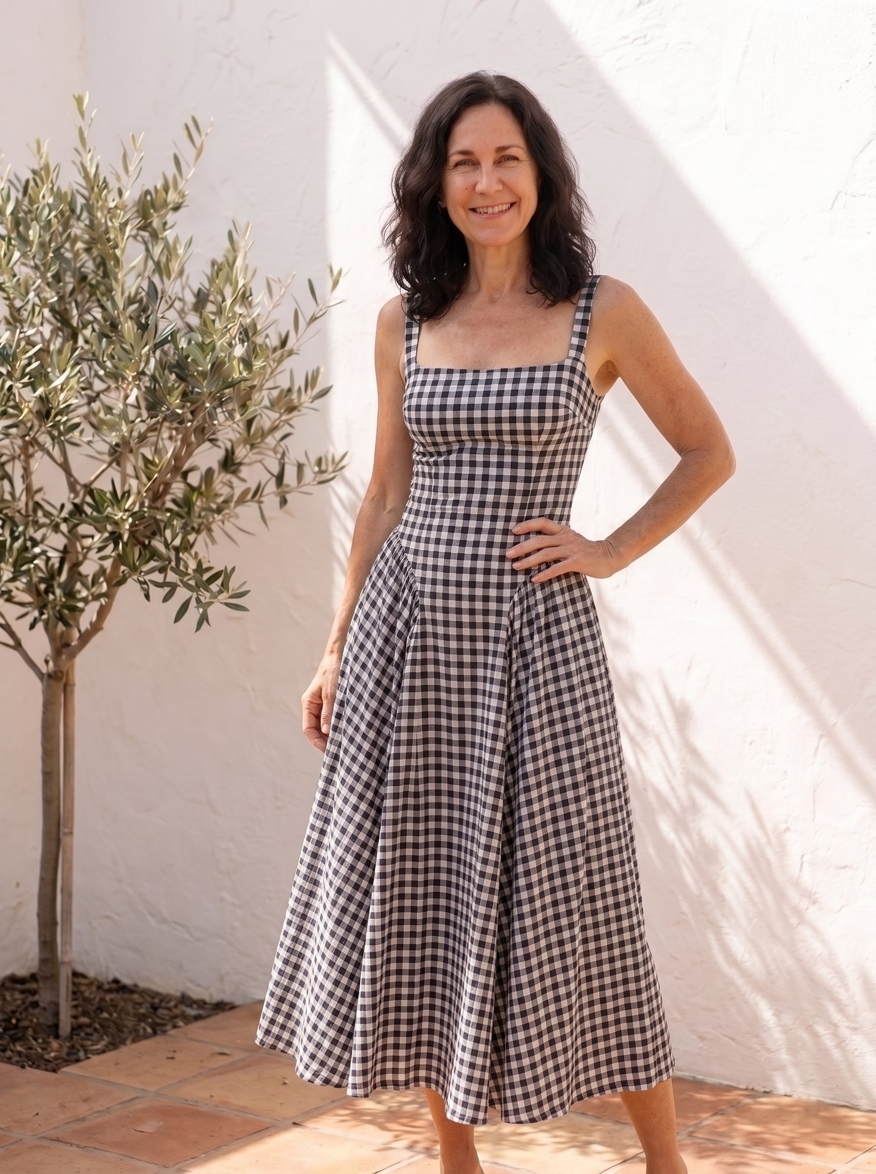 Lucía | Vestido Corsé de Cuadros con Falda de Vuelo