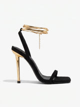 Gala Heel | Stiletto with golden chain ankle detail