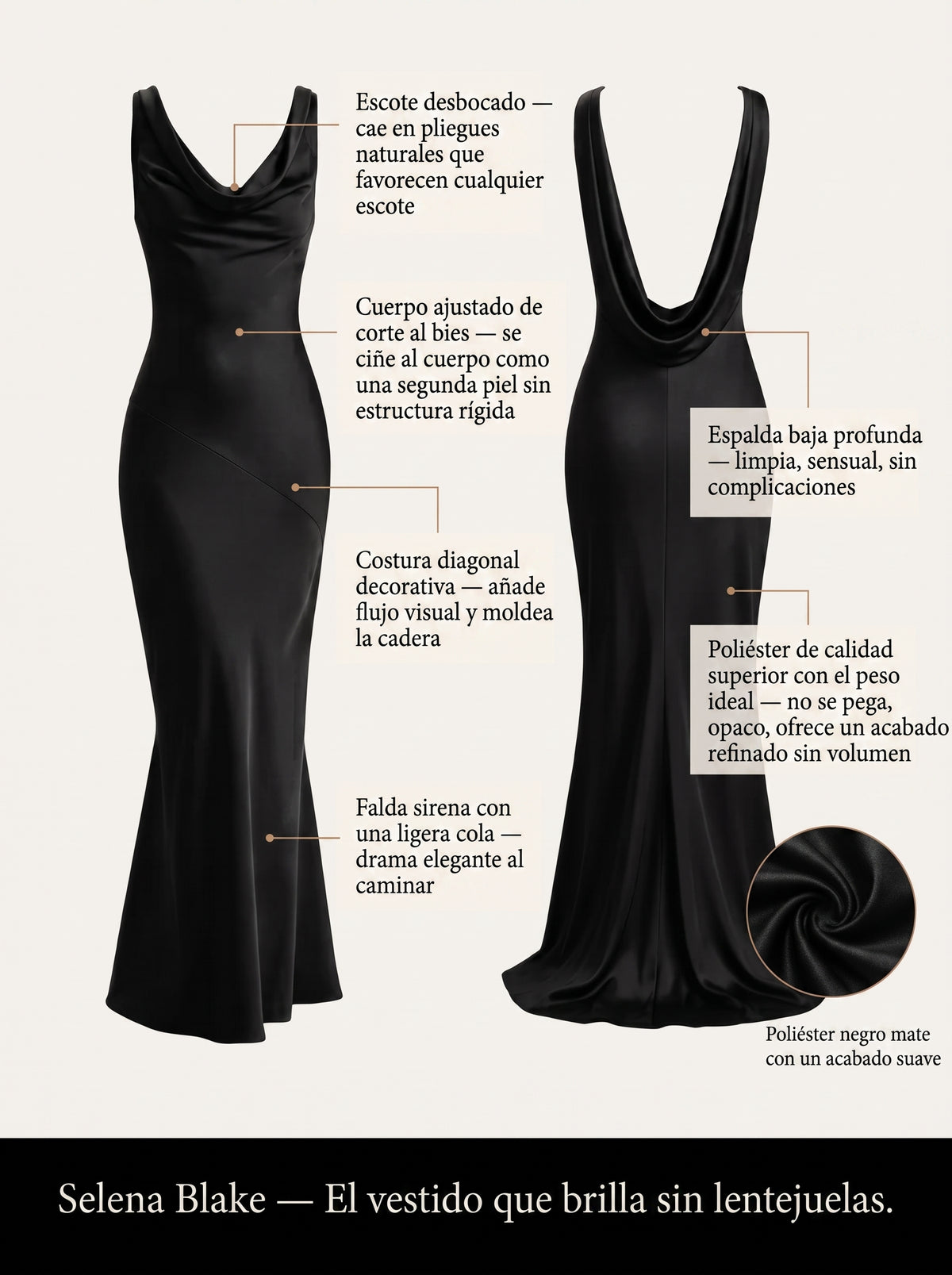 ALBA | VESTIDO MAXI SATINADO DE CUELLO EN V